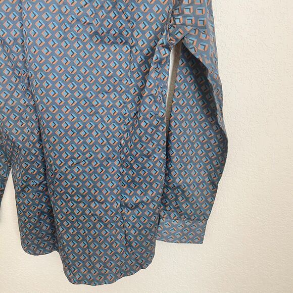 Ted Baker London Mens Long Sleeve Argyle Pattern Button Up Shirt Blue Size 1 - Picture 7 of 11